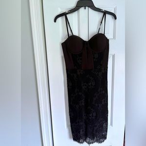 bebe midi black lace cocktail dress